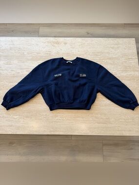 Zara Navy women’s Slogan Crewneck Sweatshirt